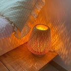 Cordless Bamboo LED Table Lamp – Dimmable Rechargeable Lighting for Bedroom
