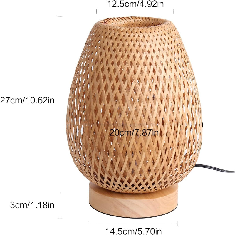 Cordless Bamboo LED Table Lamp – Dimmable Rechargeable Lighting for Bedroom