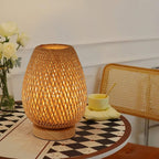 Cordless Bamboo LED Table Lamp – Dimmable Rechargeable Lighting for Bedroom