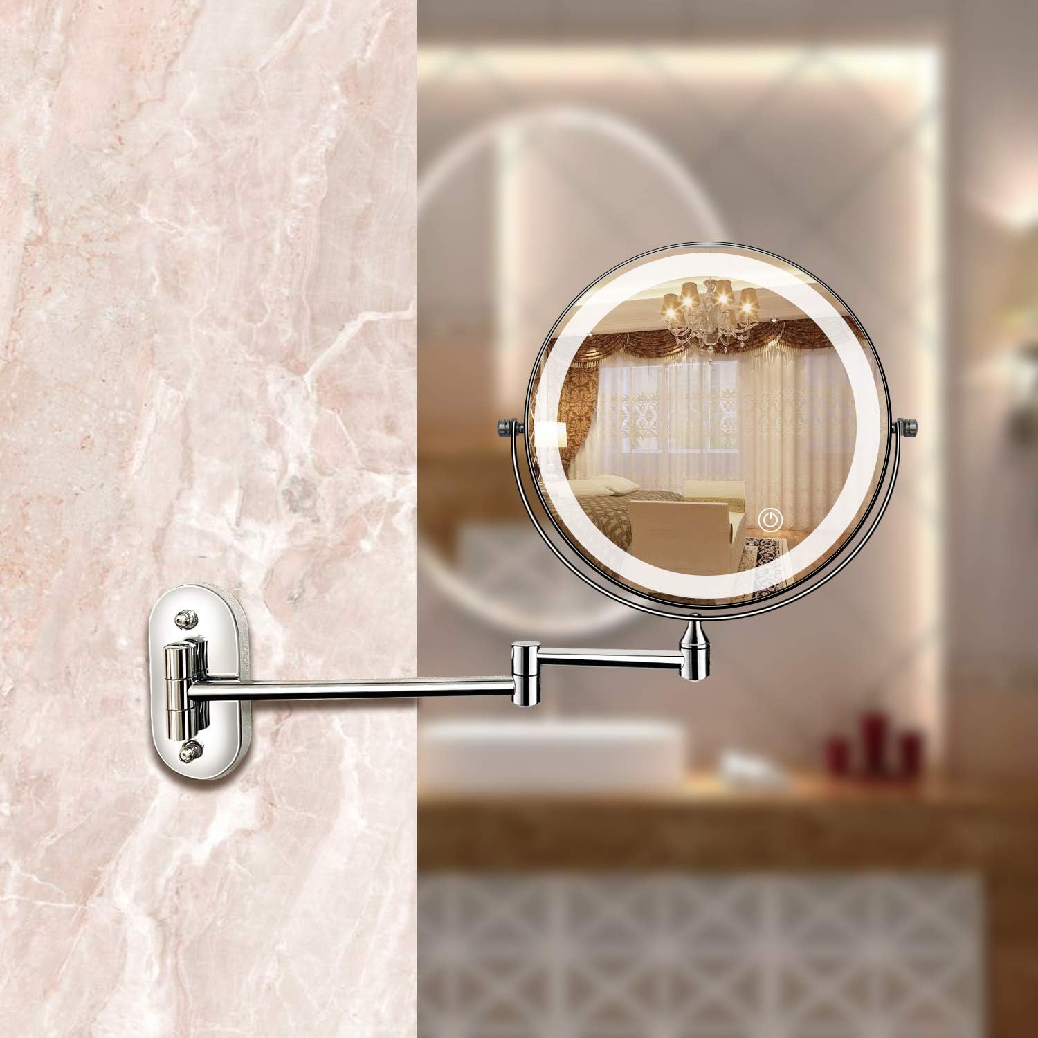 Adjustable Light Makeup Mirror with Rechargeable LED Magnification