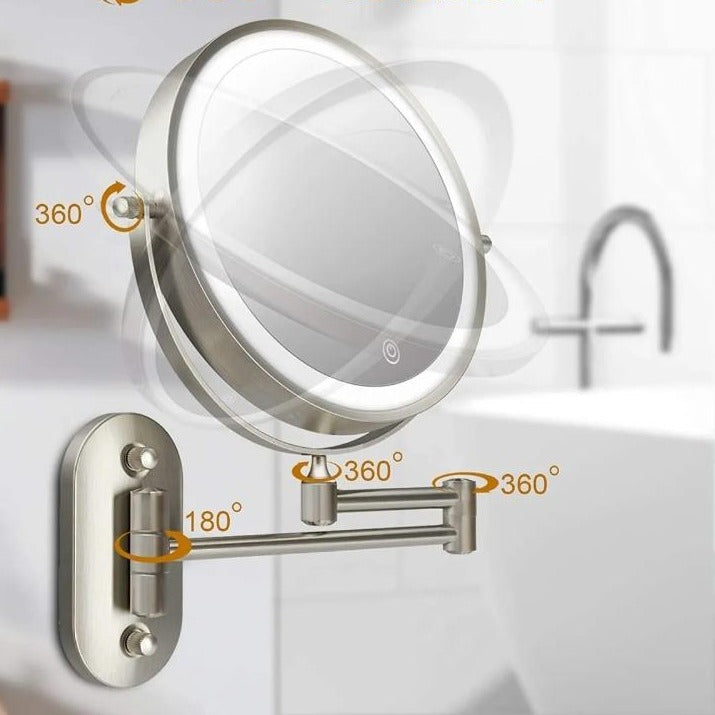 Adjustable Light Makeup Mirror with Rechargeable LED Magnification