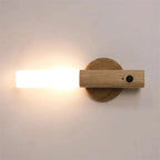 Wireless Wall Light with Motion Sensor – Elegant Wooden Rechargeable Sconce