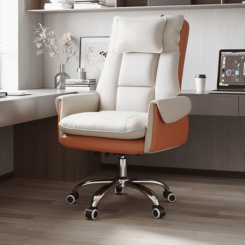 Adjustable Reclining Office Chair with PVC Leather & Aluminum Frame