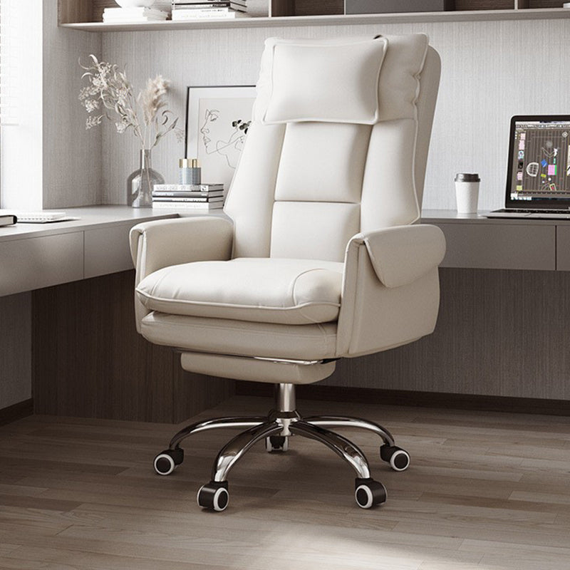 Adjustable Reclining Office Chair with PVC Leather & Aluminum Frame