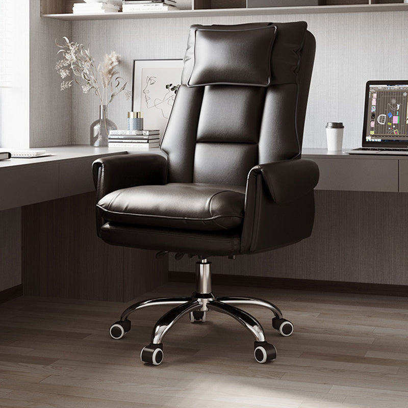 Adjustable Reclining Office Chair with PVC Leather & Aluminum Frame