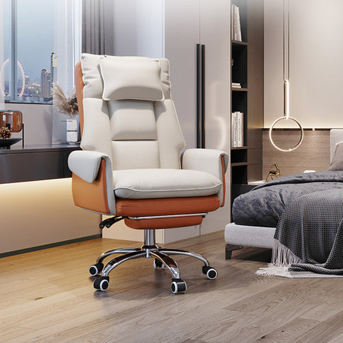 Adjustable Reclining Office Chair with PVC Leather & Aluminum Frame