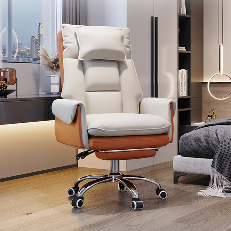 Adjustable Reclining Office Chair with PVC Leather & Aluminum Frame