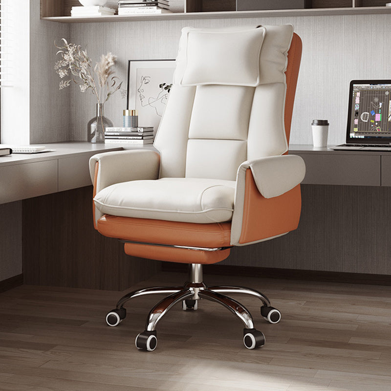 Adjustable Reclining Office Chair with PVC Leather & Aluminum Frame