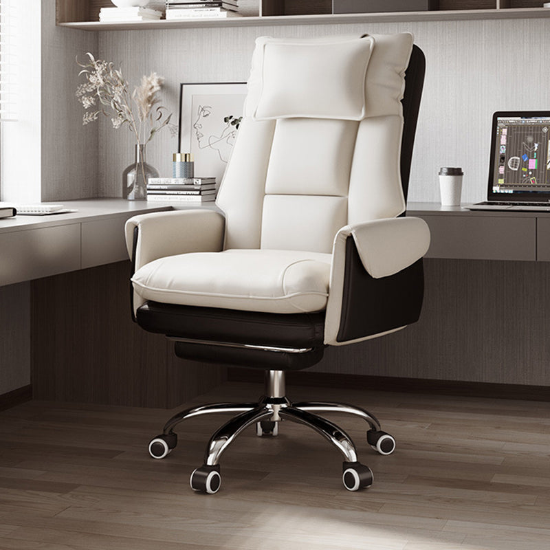 Adjustable Reclining Office Chair with PVC Leather & Aluminum Frame
