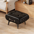 Scandinavian Design Low Rectangular Stool with PU Leather and Wooden Frame