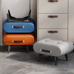 Scandinavian Design Low Rectangular Stool with PU Leather and Wooden Frame