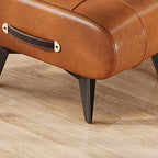 Scandinavian Design Low Rectangular Stool with PU Leather and Wooden Frame