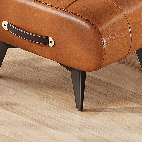 Scandinavian Design Low Rectangular Stool with PU Leather and Wooden Frame
