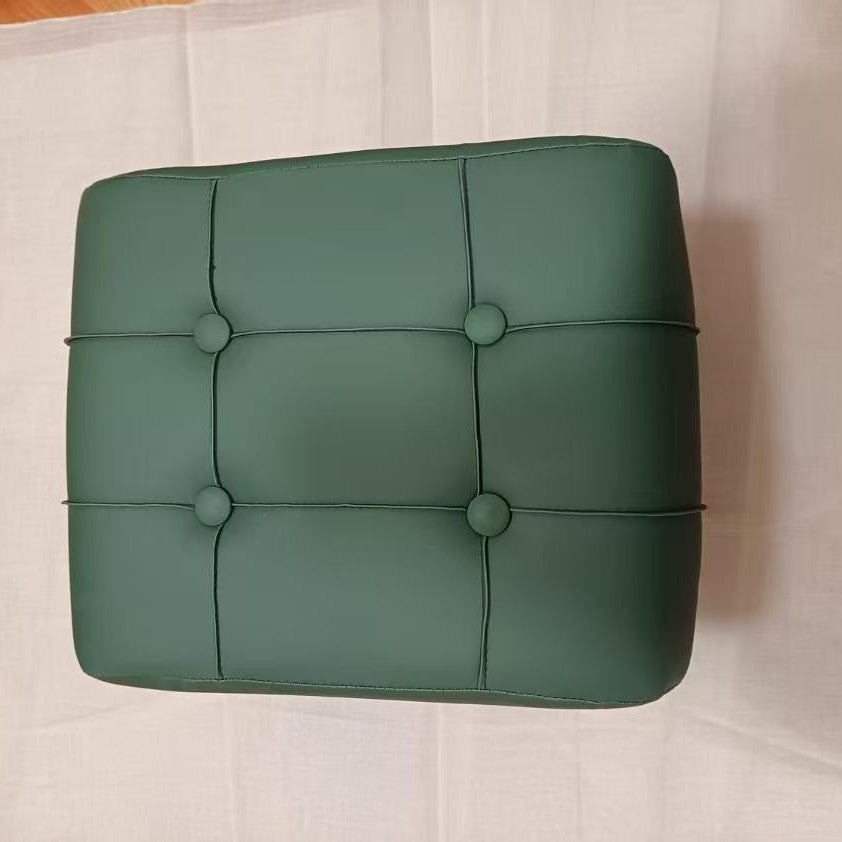Scandinavian Design Low Rectangular Stool with PU Leather and Wooden Frame