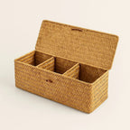 Natural Fiber Storage Basket with Divided Sections