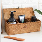 Natural Fiber Storage Basket with Divided Sections