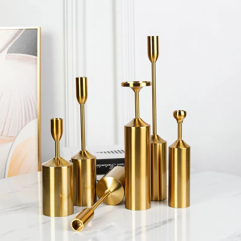 Elegant Aura Candle Holders in Luxe Gold Finish