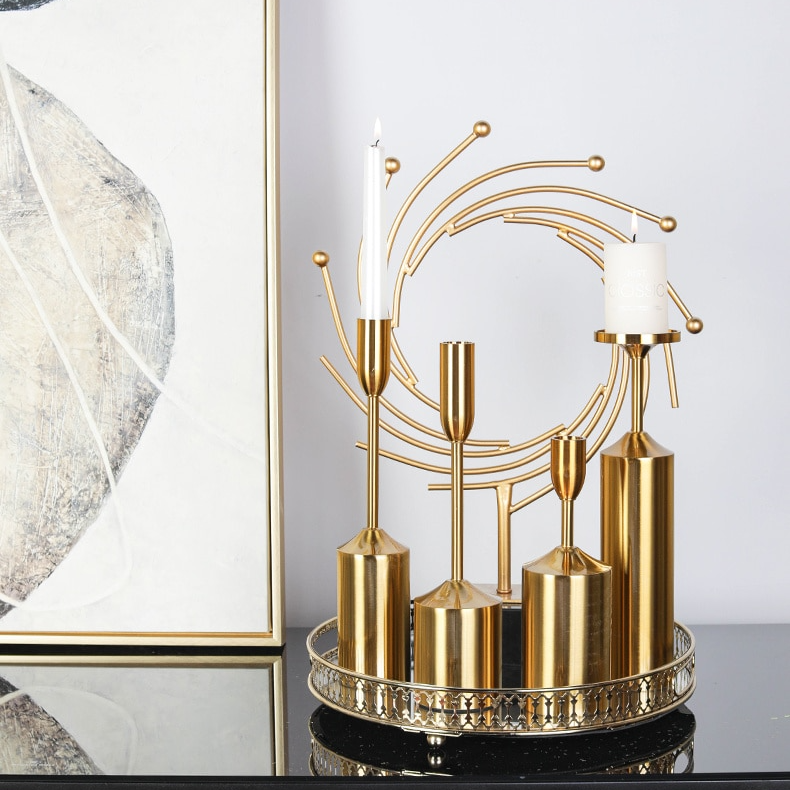 Elegant Aura Candle Holders in Luxe Gold Finish