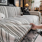 Ultra-Soft Chenille Sofa Cover with Classic Striped Design