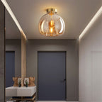 Retro Amber Pendant Light – Vintage Bubble Glass Ceiling Fixture