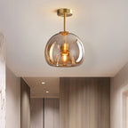 Retro Amber Pendant Light – Vintage Bubble Glass Ceiling Fixture