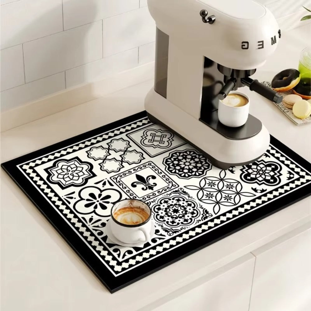 Absorbent Coffee Mat in Vintage Design - Essential Kitchen Accessory