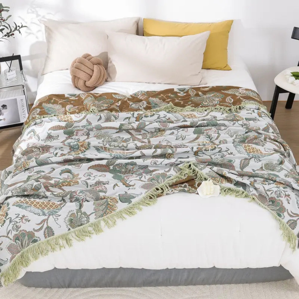 Reverie | Floral jacquard cotton blanket 0