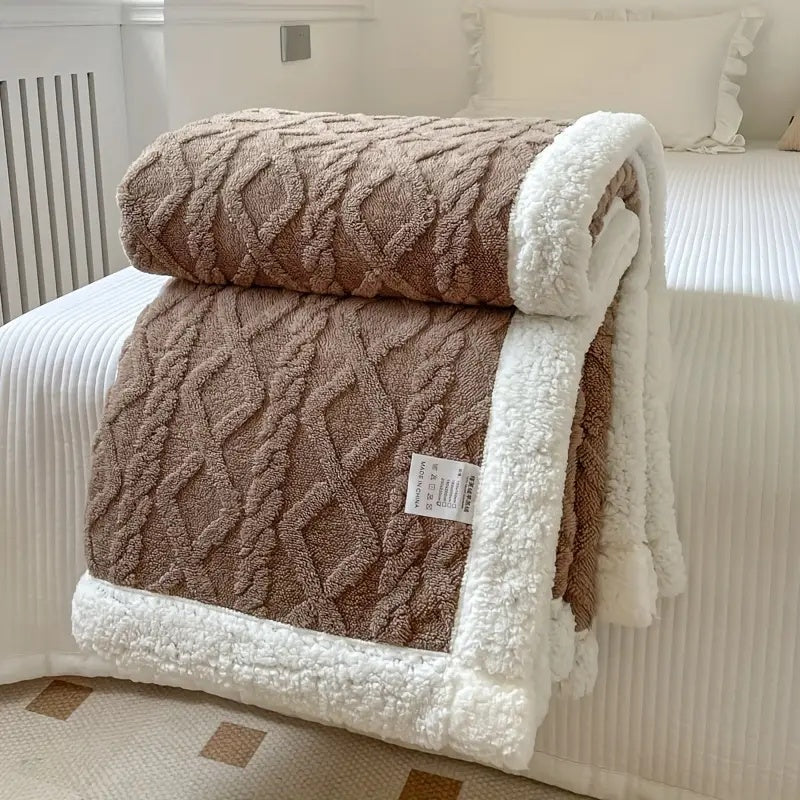 Geometric Patterned Textured Blanket – Reversible Design