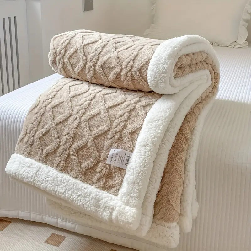 Geometric Patterned Textured Blanket – Reversible Design