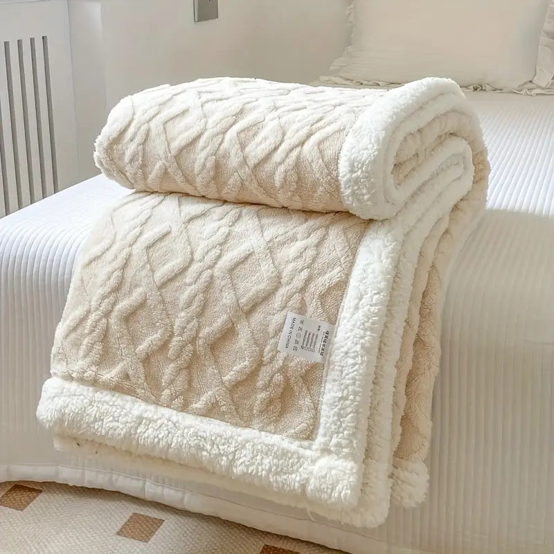 Geometric Patterned Textured Blanket – Reversible Design
