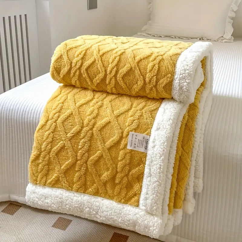 Geometric Patterned Textured Blanket – Reversible Design
