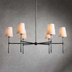 Chandelier with Fabric Lampshades and Metal Structure – Vintage Style