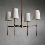 Chandelier with Fabric Lampshades and Metal Structure – Vintage Style