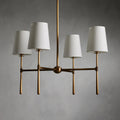 Chandelier with Fabric Lampshades and Metal Structure – Vintage Style