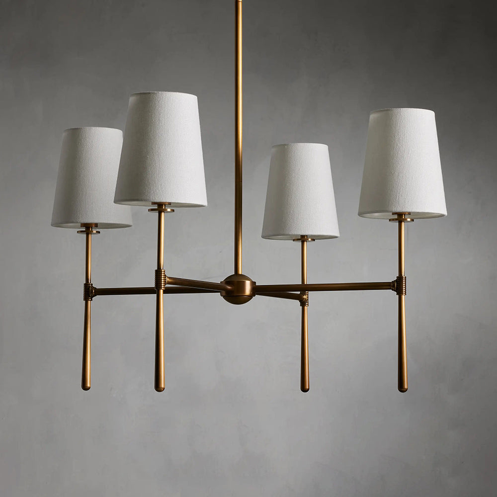 Chandelier with Fabric Lampshades and Metal Structure – Vintage Style