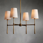 Chandelier with Fabric Lampshades and Metal Structure – Vintage Style
