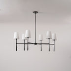 Chandelier with Fabric Lampshades and Metal Structure – Vintage Style