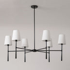 Chandelier with Fabric Lampshades and Metal Structure – Vintage Style