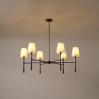 Chandelier with Fabric Lampshades and Metal Structure – Vintage Style
