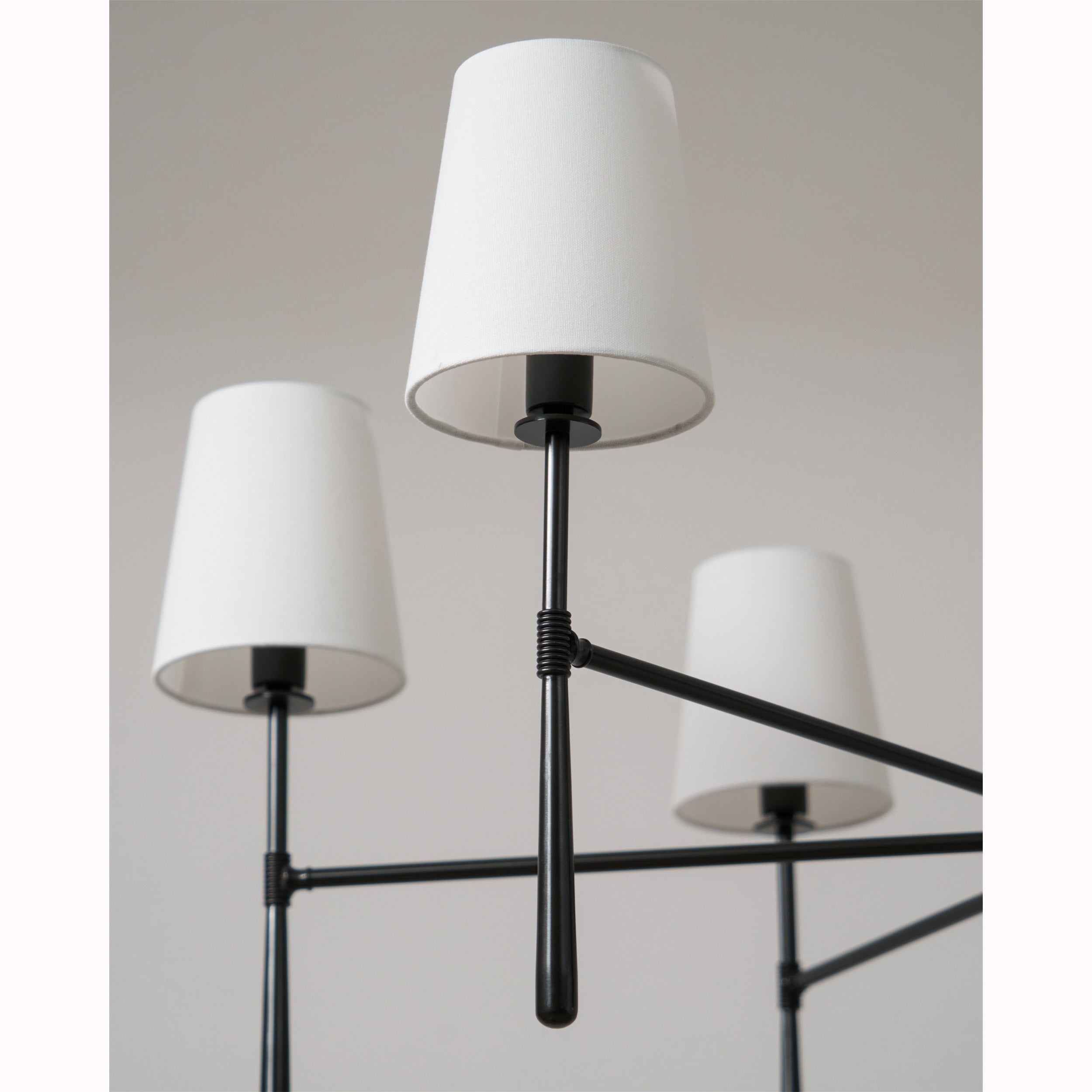 Chandelier with Fabric Lampshades and Metal Structure – Vintage Style