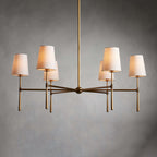 Chandelier with Fabric Lampshades and Metal Structure – Vintage Style