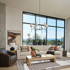 Chandelier with Fabric Lampshades and Metal Structure – Vintage Style