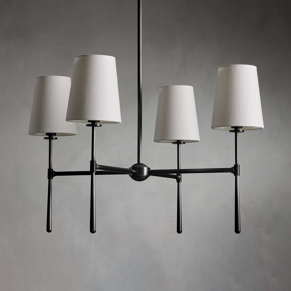 Chandelier with Fabric Lampshades and Metal Structure – Vintage Style