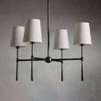 Chandelier with Fabric Lampshades and Metal Structure – Vintage Style