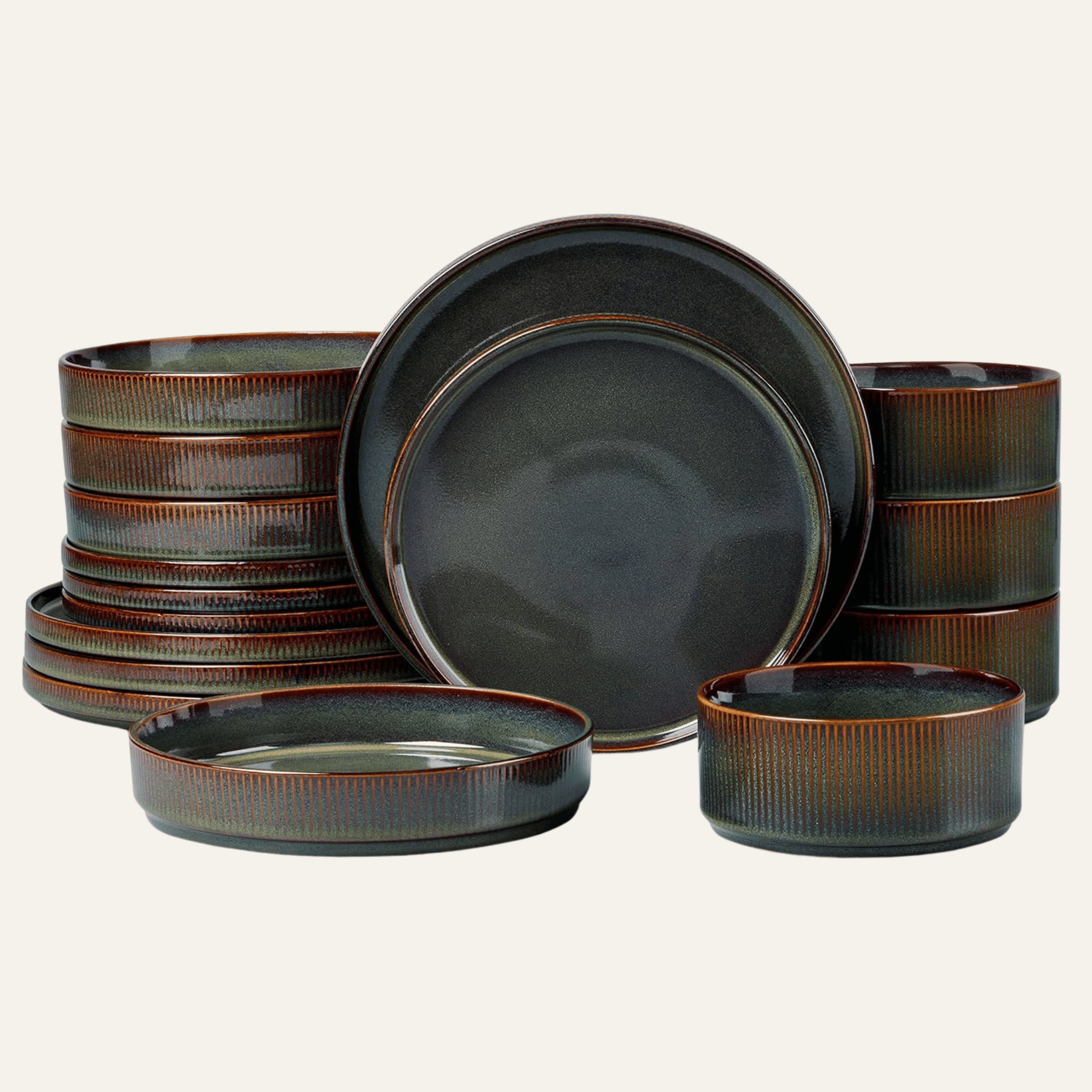 Textured Earthware Dining Set for Four