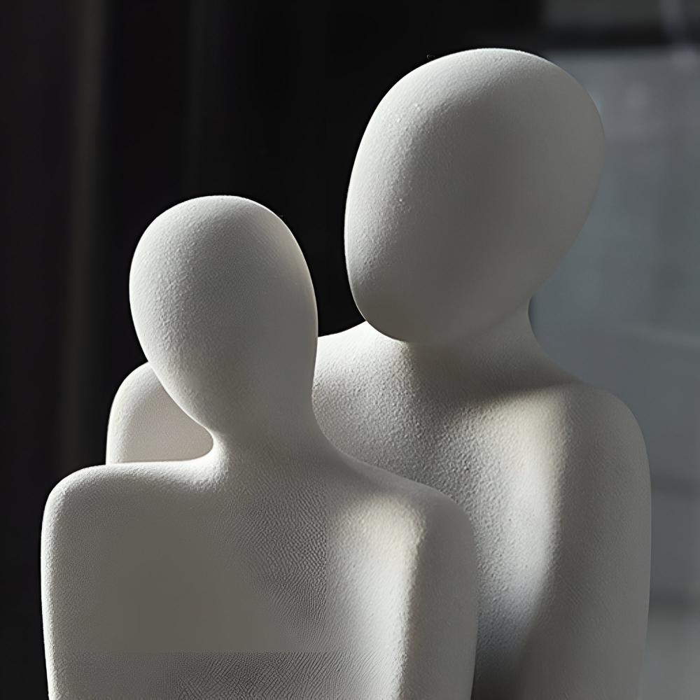 Grey Finish Ceramic Sculpture of an Elegant Couple