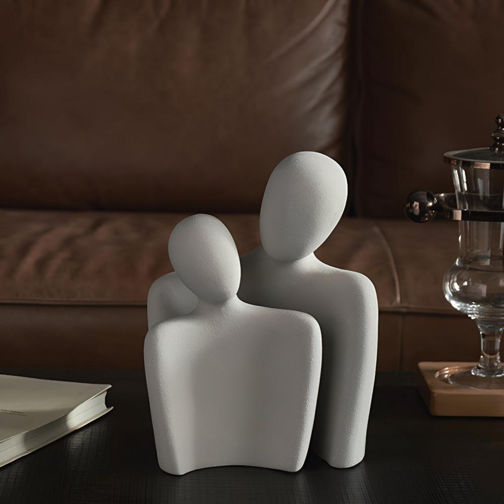 Grey Finish Ceramic Sculpture of an Elegant Couple