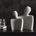 Grey Finish Ceramic Sculpture of an Elegant Couple