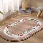 Floral Design Non-Slip Microfiber Bath Mat - Soft and Plush