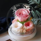 LED Table Decor with Preserved Rose - Mother's Day Gift in Dome